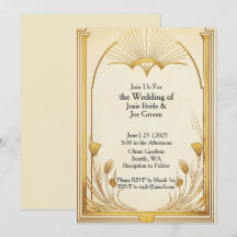 Convite para casamento de ouro Art Nouveau