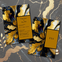 convite para casamento de ouro negro luxuoso