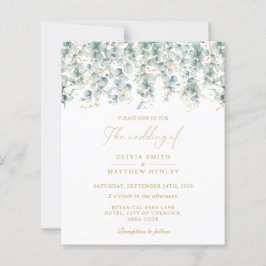 Convite para casamento de ouro verde Eucalyptus