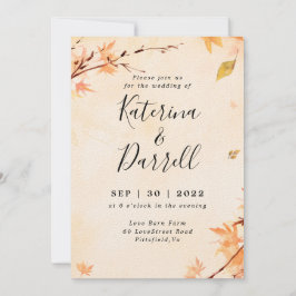 Convite para Casamento de Outono de Script Elegant