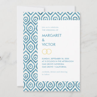 Convite para Casamento de Padrão Ikat Elegante