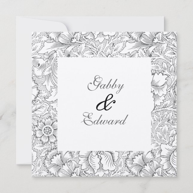 Convite para Casamento de Padrão Preto e Branco da (Frente)