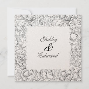 Convite para Casamento de Padrão Preto e Branco da