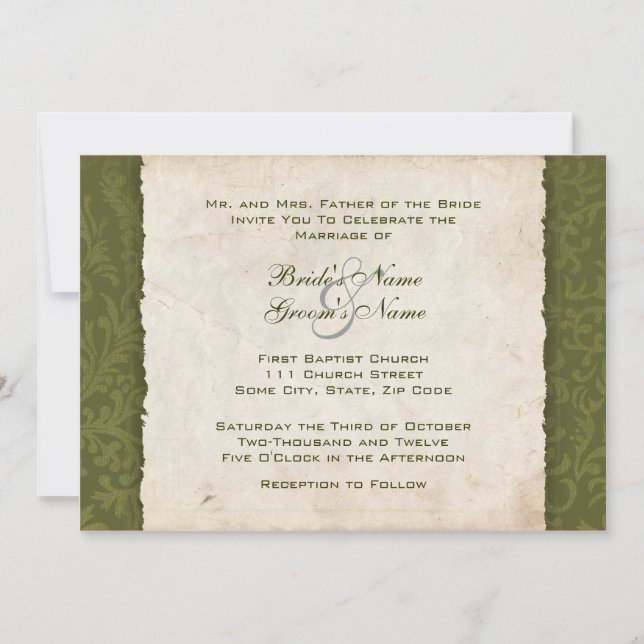 Convite para Casamento de País Verde (Frente)