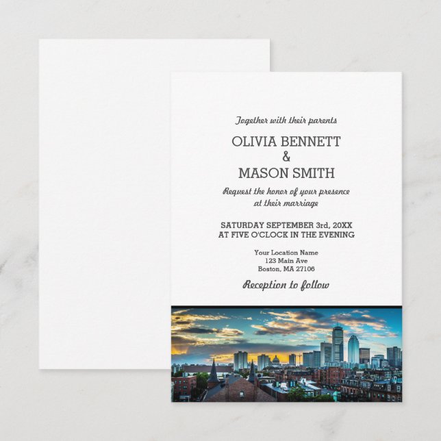 Convite para Casamento de Paisagem em Skyline Mãe (Frente/Verso)