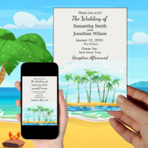 Convite para Casamento de Palm Tree e Beach