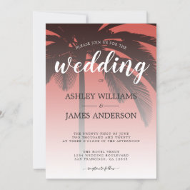 Convite para Casamento de Palm Tree Red Beach