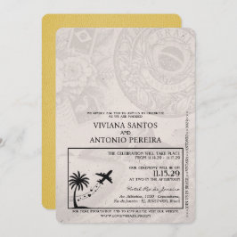 Convite para Casamento de Passaporte Amarelo do Br