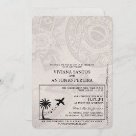 Convite para Casamento de Passaporte Branco Brasil