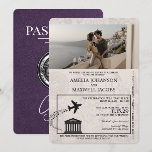 Convite para Casamento de Passaporte de Grécia Rox