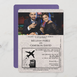 Convite para Casamento de Passaporte de Lilac Purp