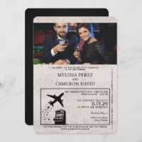 Convite para Casamento de Passaporte de Reno Negro