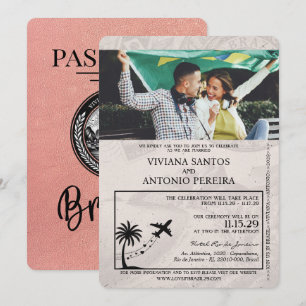 Convite para Casamento de Passaporte do Brasil na 
