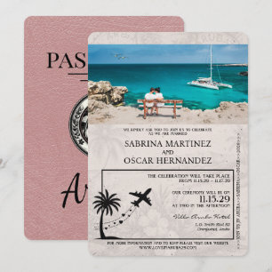 Convite para Casamento de Passaporte Dusty Rosa Ar