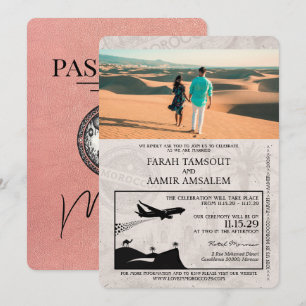 Convite para Casamento de Passaporte no Dourado do