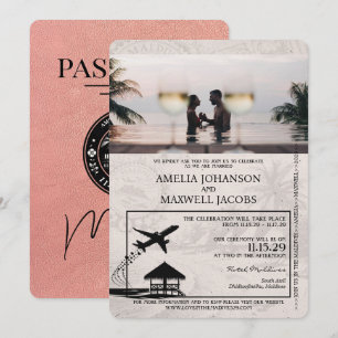 Convite para Casamento de Passaporte no Dourado Ma
