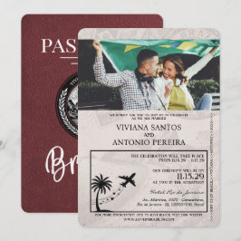 Convite para Casamento de Passaportes Brasil Burgu