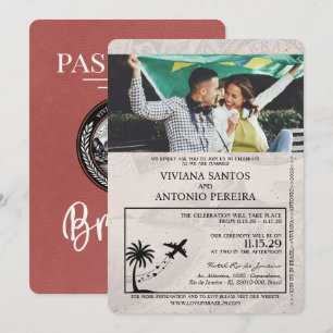 Convite Para Casamento De Passaportes Brasil Para 