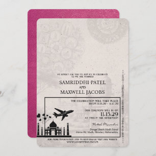 Convite para Casamento de Passaportes da Índia, co