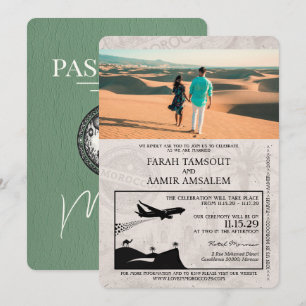 Convite para Casamento de Passaportes de Sage Gree