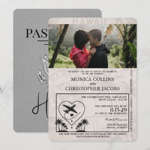Convite para Casamento de Passaportes do Havaí da 