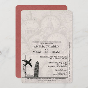 Convite Para Casamento De Passaportes Itália Light