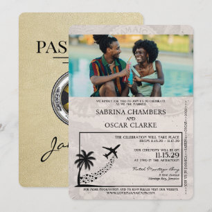 Convite para Casamento de Passaportes Jamaica Cham