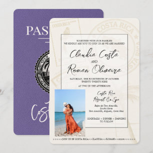 Convite para Casamento de Passaportes Lilac Costa