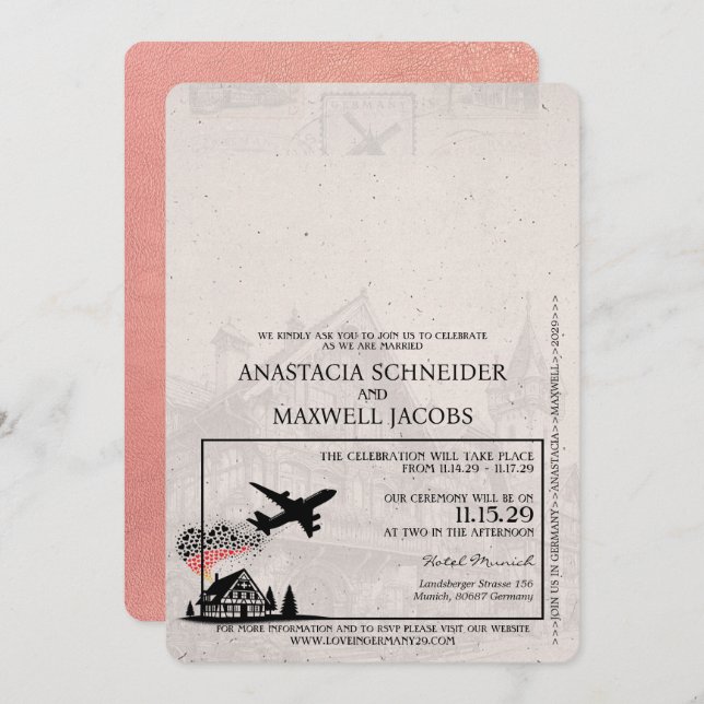 Convite para Casamento de Passaportes na Alemanha, (Frente/Verso)