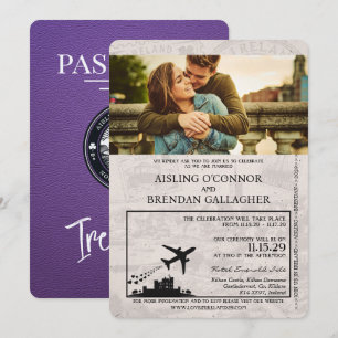 Convite para Casamento de Passaportes na Irlanda P