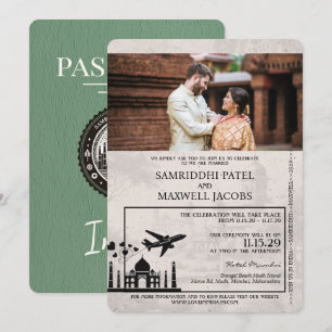 Convite para Casamento de Passaportes Sage Green I