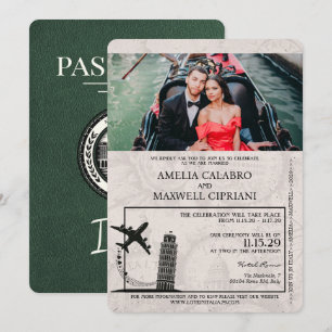 Convite para Casamento de Passaportes Verdes na It