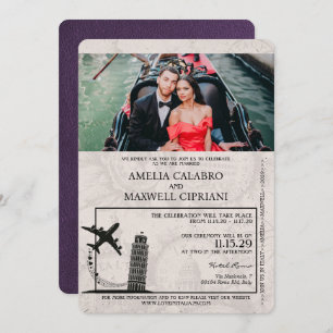 Convite para Casamento de Passaportes Violet Itáli