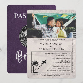 Convite para Casamento de Passaportes Violeta Púrp