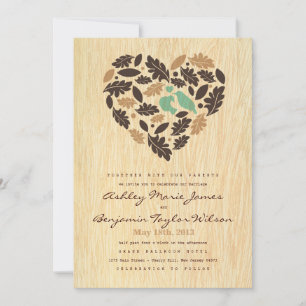 Convite para Casamento de Pássaros com Amor Rúst