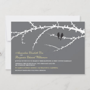 Convite para Casamento de Pássaros de Amor (preto