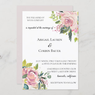 Convite para Casamento de Pastel Peony Watercolor