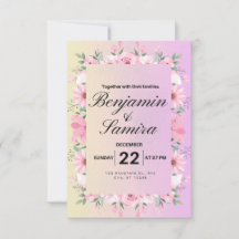 Convite para Casamento de Pastel Rosa Floral Flora