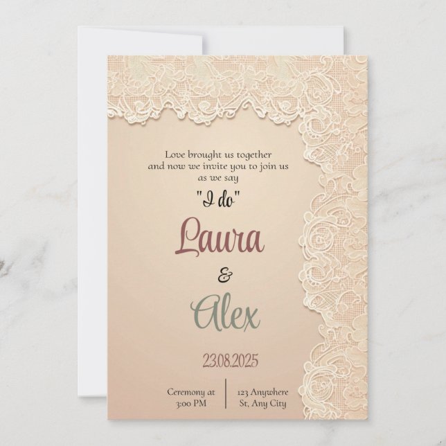 Convite para Casamento de Pastel Suave Elegante (Frente)