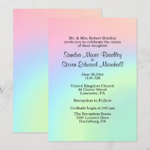 Convite para Casamento de Pastel Swirl com Recepç