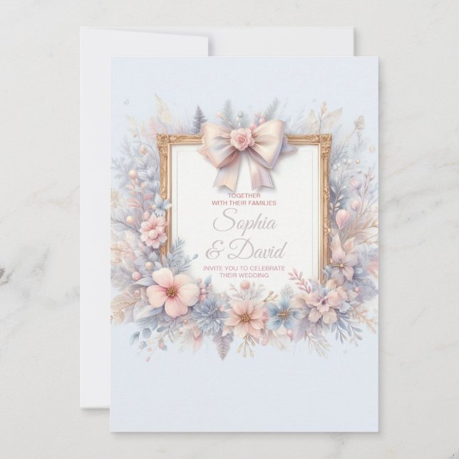 Convite Para Casamento De Pastel Watercolor Flower (Verso)