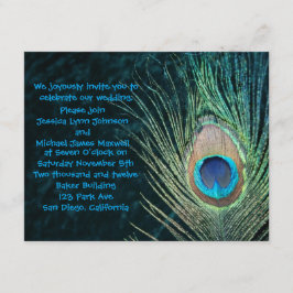 Convite para Casamento de Pavão Verde Escuro
