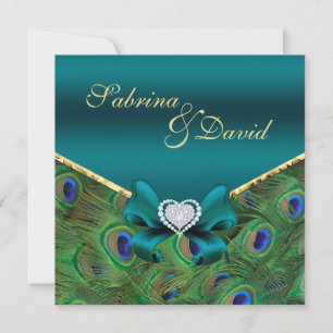 Convite para Casamento de Peacock Teal