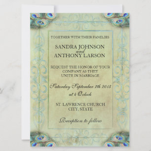 Convite para Casamento de Peacock Vintage