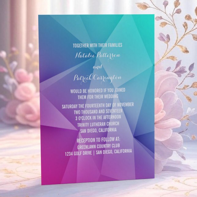 Convite Para Casamento De Pedras De Joias Multicol (Multicolor Jewel Tones Wedding Invitation)