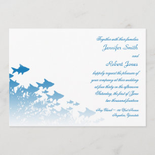 Convite para Casamento de Peixes Azuis e Corais