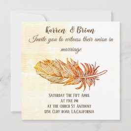 Convite para Casamento de Penas de ouro
