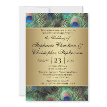 Convite para Casamento de Penas de ouro