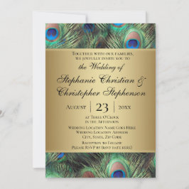 Convite para Casamento de Penas de ouro