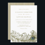 Convite Para Casamento De Penas De Pavão De Whimsi<br><div class="desc">Convite personalizável com ilustração de pena de pavão cômico. Área de itens correspondentes disponível.</div>